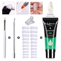 Nail extension gel kit with 15ml acrylic gel, brush, dual tool and clear nail molds - Charming Princess (Charming Pink Glitter)