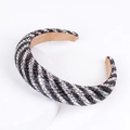 Baroque padded headband featuring black and white woven texture with shimmering rhinestones - Zebra Print