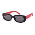 Kids polarized sunglasses with vintage black frames and contrast red silicone temples - Black Frame Red Temples-C14
