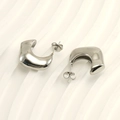 Pendientes de aro geométricos en forma de C de acero inoxidable plateado pulido - Oro de 18K / Color Acero