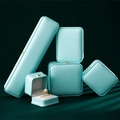 Tiffany blue leather jewelry box set for rings and necklaces with crown clasp - Crown Ring Box / Sky Blue