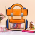 Cartoon backpack style candy gift bag in orange and blue with window 24x28x8cm - Large / Sunny Orange