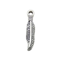 Silver vintage zinc alloy feather pendant with detailed texture for DIY jewelry making - 1Pc Small Feather Leaf (4x18.7mm)