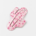 Pink cactus hair clip with white triangle patterns and smooth painted finish - Pink Cactus