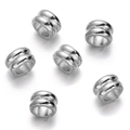 Macro detail of silver CCB spacer beads with double ring drum design for DIY jewelry - Silver Style 03 (Double Layer Drum)