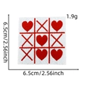 Detailed view of red heart tic-tac-toe embroidery patch with size and weight dimensions - Style 29 (Tic-tac-toe Hearts)