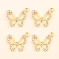 Set of four gold butterfly pendants with sparkling rhinestones for DIY jewelry making - Gold Butterfly (Style 6)