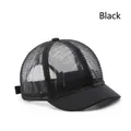 Berretto da baseball in rete nera traspirante con visiera corta e cinturino regolabile - Nero