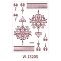 Waterproof henna tattoo sticker W-1320S with reddish brown mandala and paisley patterns - Reddish Brown Mandala and Paisley (W-1320S)