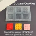 Detailed view of 6-cavity square silicone mold for heart and star shaped DIY cookies - Square Cookie / Semi-transparent