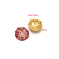 24mm gold-plated stainless steel round pendant with purple enamel and crystal inlay - Round Dotted / 24mm / Red Pink
