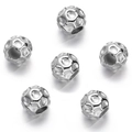 Close-up of silver CCB beads with hammered texture and large holes for jewelry making - Silver Style 09 (Hammered)