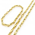 Set collana e bracciale da uomo dorato con maglie rettangolari lucide in acciaio inossidabile - Collana 45cm / Oro (Chiusura a Moschettone)