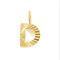 Detailed view of a gold letter D pendant featuring an elegant sunburst metal texture - Letter D - Gold