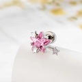 Orecchino a perno con stella rosa in gemma e dettagli in argento per cartilagine - Rosa