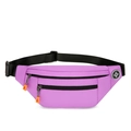 Marsupio in nylon viola con doppia cerniera e tracolla regolabile in nero - Viola