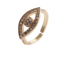 Detail des goldenen türkischen Evil Eye Rings mit Zirkonia und verstellbarer Öffnung - Böser Blick (Weißer Zirkonia) (CR0116CX)