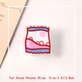 Cute acrylic potato chips clip with red snack bag design and GOOD lettering 2.6x2.8cm - Potato Chips