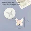 Detailed view of 3D butterfly silicone mold with precise dimensions and finished sample - Butterfly Style (6874)