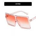 Retro oversized square sunglasses in translucent C9 pink frame with orange gradient lenses - Transparent Pink Frame Pink Lens