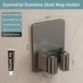 Porta scopa in acciaio inossidabile grigio canna di fucile con potente base adesiva - Porta Mocio Singolo In Acciaio Inossidabile 304 - Grigio Fucile