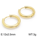 Polished gold stainless steel hoop earrings in 12x2.5mm size and 3g weight - 12x2.5mm / Gold