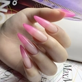 Glänzende Ombré-Stiletto-Kunstnägel mit weichem rosa Farbverlauf für einen eleganten Look - Rosa Farbverlauf - Gelee-Kleber-Stil (CJCY-438)