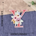 Pink letter Y floral embroidered patch for clothing decoration, size 4.8cm by 4.9cm - Letter Y / Hot Melt Adhesive