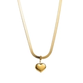 Elegant gold heart pendant necklace featuring a minimalist snake chain design - Snake Chain Stereo Heart Gold Necklace (ZN0350)