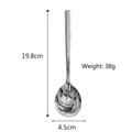 Cucchiaio in acciaio inossidabile argento con manico martellato a mano lungo 19,8 cm - Cucchiaio coreano martellato / 38g