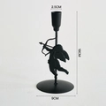 Elegant black metal Cupid silhouette candle holder with dimensions for home decor - Small (18cm) / Black