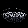 Eleganter silberner Brautkrone Haarreif mit funkelnden Strasssteinen für Hochzeiten - Symmetrischer Herzstil (FG010)