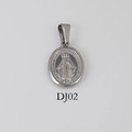 Silver-tone oval saint medal pendant with intricate religious figure engraving - DJ02-Virgin Mary-Steel