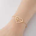 Minimalist gold heart-shaped bracelet featuring an EKG heartbeat design for women - 369-Long Heartbeat