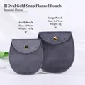 Dark grey velvet jewelry pouch with golden oval snap button for rings and necklaces - Grey (Oval) / Small 8*8.5cm