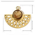 Detailed size chart of gold fan-shaped stainless steel pendant with natural stone inlay - YE109-Semicircle Fan Gold Base Stone