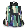 Multifunctional waterproof backpack with colorful abstract art print and silver hardware - Colorful Splatter