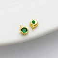 14K gold filled round emerald green zircon pendant charm for DIY jewelry making - Single Loop 4*6mm / Green