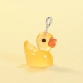 Luminous yellow resin duck pendant with silver metal loop for DIY keychain jewelry - Luminous Orange (Silver Pin)
