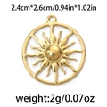 Golden 304 stainless steel sun pendant with hollow texture, size 2.4cm x 2.6cm - 2.4cm*2.6cm / Gold