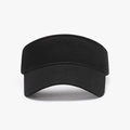 Classic black wide brim sun visor hat made of breathable cotton for summer UV protection - Adjustable / Black (23H026)