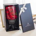Elegant 18 red soap rose gift box in black packaging with decorative ribbons - 18 Pcs/Black Box / Red