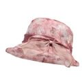 Pinkish purple organza sun hat for women with a large decorative chiffon bow detail - Pink 2