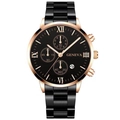 Dettaglio dell'orologio in acciaio nero e oro rosa con quadranti secondari e datario - Cinturino Bicolore Nero Oro Rosa Quadrante Nero (13)