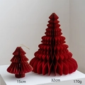 Set of two red honeycomb paper Christmas trees with gold glitter edges in 15cm and 32cm - Red Set (32cm+15cm)
