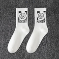 White crew sport socks with black monster graphic and street style monster print - One Size(37-46) / D1 Series-No.01 (White Monster)