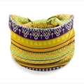 Elastic headband featuring colorful African tribal geometric patterns in purple and yellow - 19