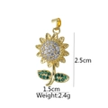 Golden sunflower pendant necklace with white and green stones and sizing details - D9012JB Flower