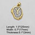 Bicolor vergoldeter Buchstabe Y Anhänger mit Zirkonia-Besatz und Wellenrand - Buchstabe Y