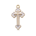 Golden cross pendant charm with white enamel inlay for DIY necklace and earring making - White Cross